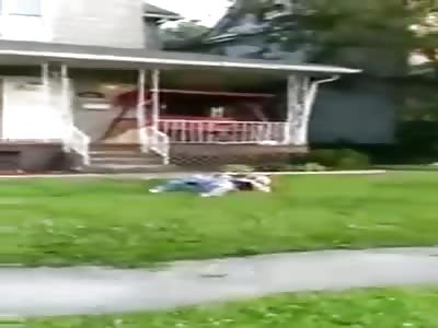 Lunatica is fired from the ceiling and breaks his leg