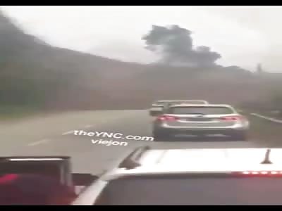 Terrible landslide on the road