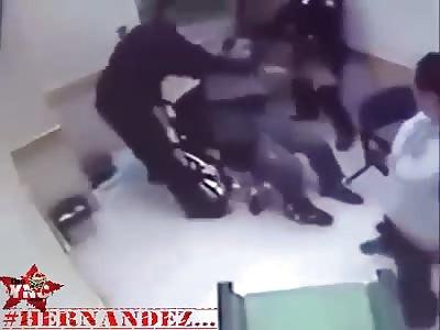 Police lunatic hits the disabled