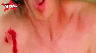 Crazy self-mutilating with scissors