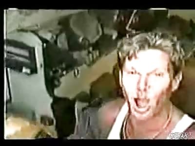 Drunk guy with a Flare Gun... shoots himself