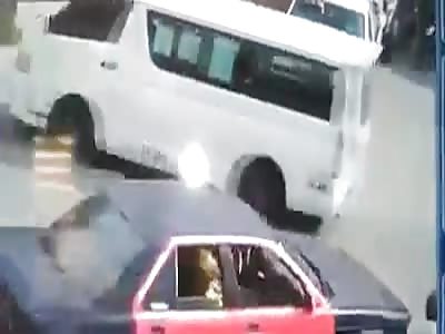 Motorcyclist got run over by truck.