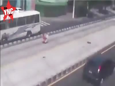 Woman run over by a truck