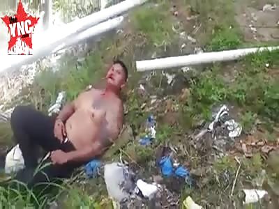 Thief beaten with sticks