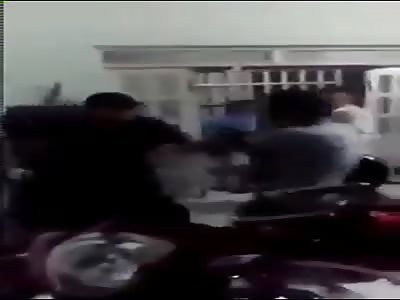 Man gets a good beating.