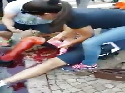 Aftermath of one of the cops shot yesterday