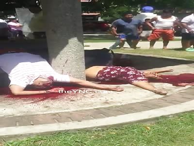 Two men had their brains blown out at a table