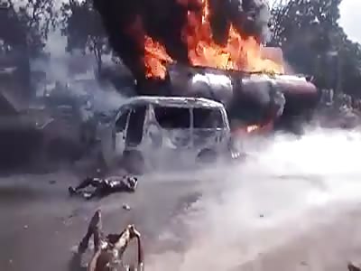 Two men were burned to a crisp in fuel tanker crash