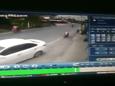 Thai Motorcyclist is Crushed to Death by a Truck