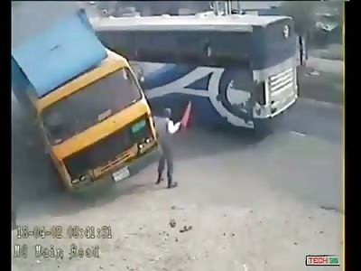 Speeding Bus Kills Two Indians on a Rickshaw