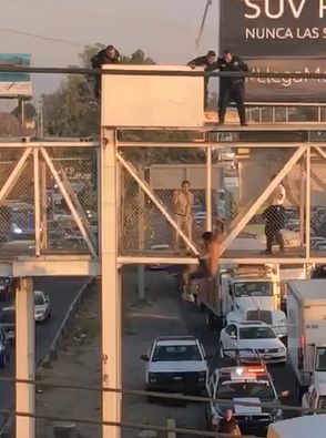 Depressed Man Jumps from Low Bridge onto Solid Concrete (Better Quality)