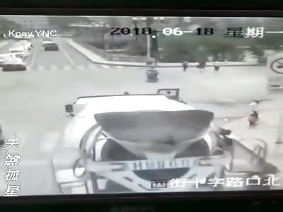 Two Bikers Get Crushed by Cement Mixer Truck