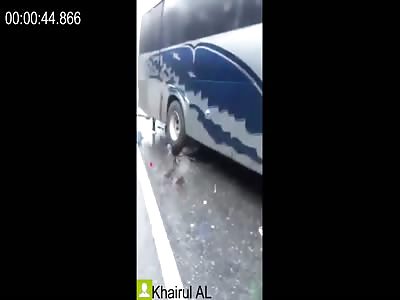 Biker Crushed like Bug under the Bus Wheel + More Dead