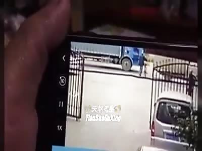 Pedestrian Gets Crushed by Truck