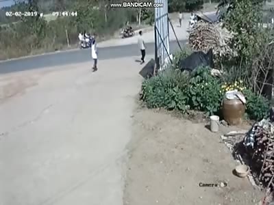Overturning Truck Crushes Car