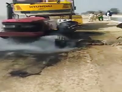 Tractor Driver Shocked to Death (Another Angle)