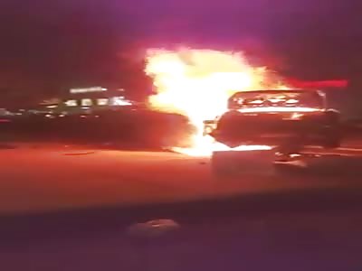 Burning Car Wreck Left Guy Crispy