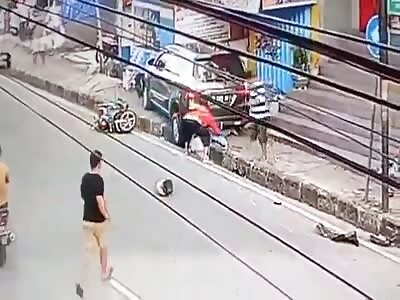 Biker Gets Crushed in the Gutter