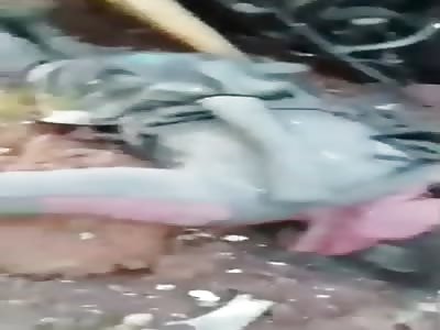 A mujahideen tank destroyed in a failed attack against the SAA BMP ACV