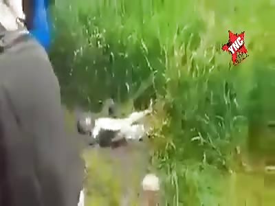 Murdered man, with his throat cut