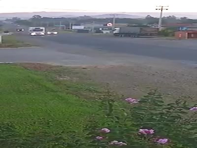 Strong crash of car vs truck