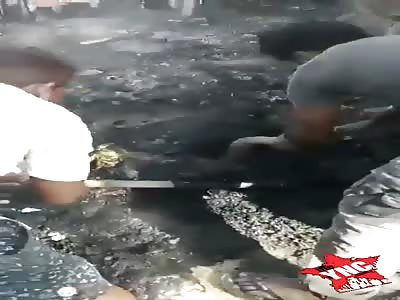 Damn, the man was burned, reduced to coal