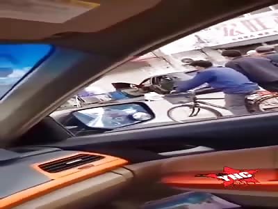 knocked out with strong blows, by tattooed man