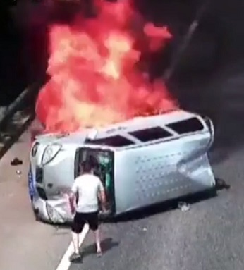 SAVE THE LIFE OF THREE, THE  BURNT VAN