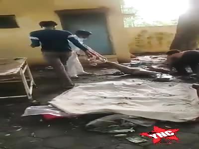 body of a woman in a state of putrefaction