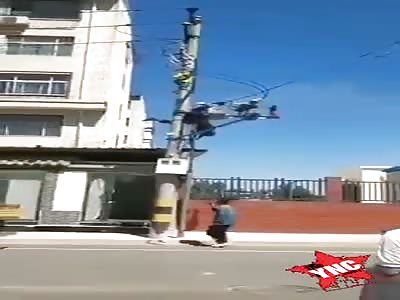 the man dies after receiving a strong electric shock