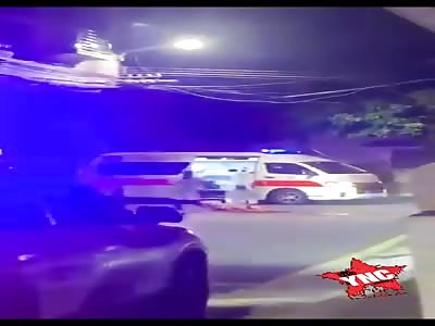 Hacked to death by his son. Skip to 3:40 for the bloody scene.