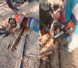 Dude Impaled By Plank Of Wood