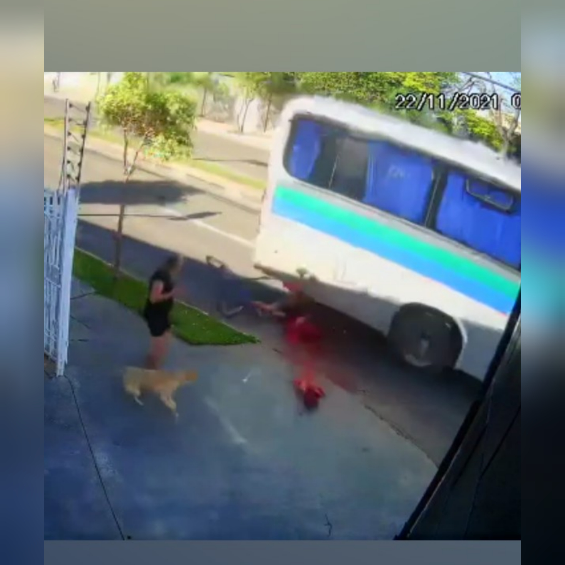 Cyclist's head pops like a watermelon.