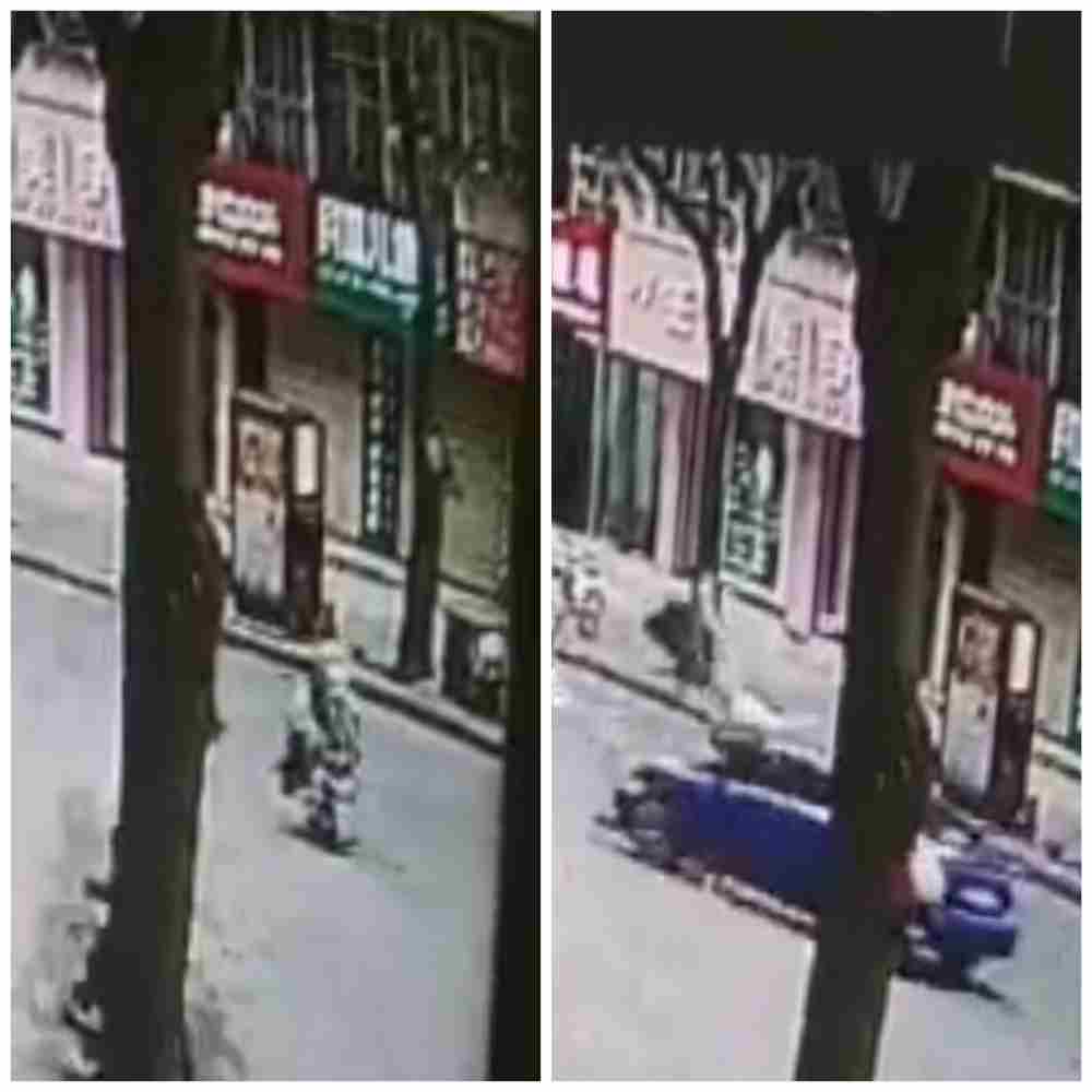 Poor woman, she got hit hard by car