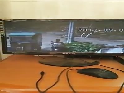 another angle of those crushed on a motorcycle by a truck