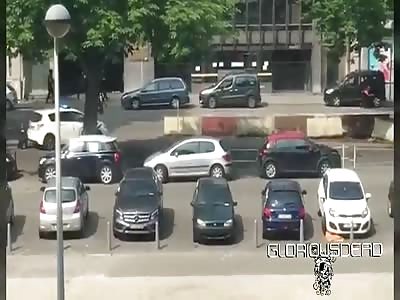 Exact Moment Belgium Suspect is Gunned Down