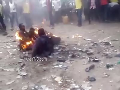 Thieves Caught Tied Up Beaten and burned by Local People in Congo