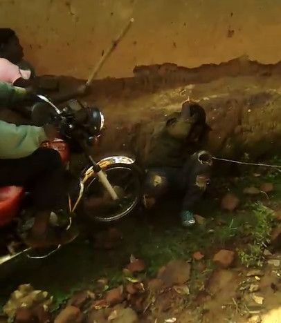 The thief had a bad day when he was captured by the villagers