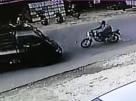 CRASH!..Motorcyclist Should be Watching Where He is