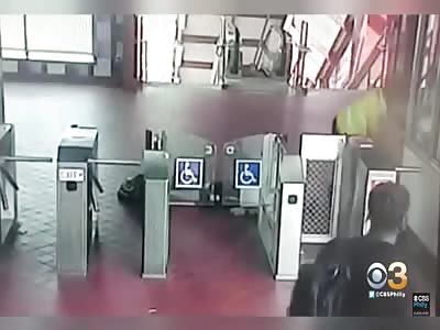 PHILADELPHIA: beatdown at the turnstiles.