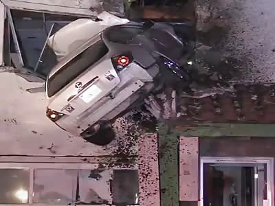 Lands his car in middle of a house.. Somehow 