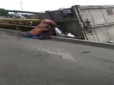 Strange Bike/Truck Crash Aftermath