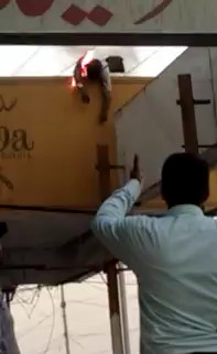 Worker being Electrocuted to Death