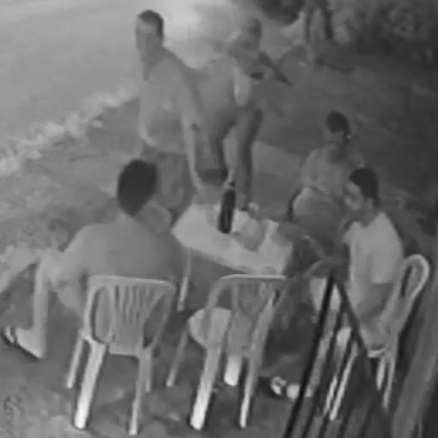 Emptying His Shotgun Into The Target 