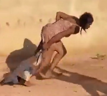 Dirty Woman Stoned for Stealing in Cheap Market In Africa