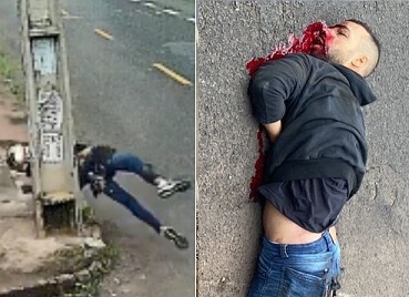 Biker Ragdolls Himself By The Pole 