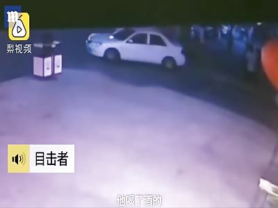 Shocking moment a driver is run over and killed by his own car