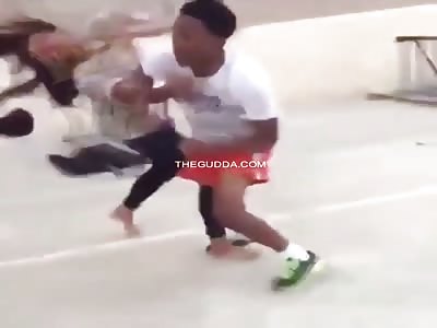 Dude Cold Clocks A Girl For Running Up On Him & Her Man Bxtched Up!