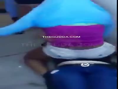 White Girl Gets Beat Up So Bad She Pees All In Her Jeans!