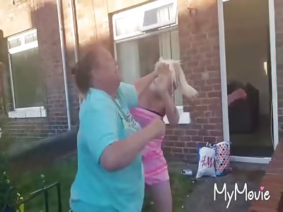 Two lovelly ladies engaging in a bit of a street fight